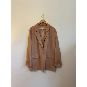 Open Edit Oversized Single Button Blazer in Tan | Size Large
